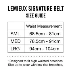 LeMieux Signature Leather Belt -Equestrian Supplies Store Signature Belt Size Guide