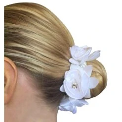 Hamag Rose Petal Hair Scrunchie With Crystals -Equestrian Supplies Store hamag rose petal hair scrunchie with crystals hair accessories 6