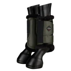 LeMieux Fleece Lined Brushing Boots 23 LeMieux Fleece Lined Brushing Boots -Equestrian Supplies Store lm flb oakgreen1 hr