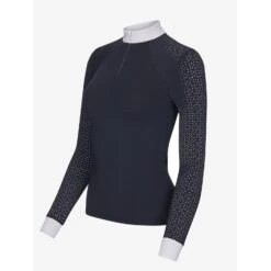 LeMieux Olivia Long Sleeve Show Shirt -Equestrian Supplies Store lm oliviashowshirt longsleeve navy2 hr