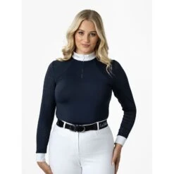 LeMieux Olivia Long Sleeve Show Shirt -Equestrian Supplies Store lm oliviashowshirt navy14 rt