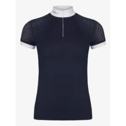 LeMieux Olivia Short Sleeve Show Shirt -Equestrian Supplies Store lm oliviashowshirt shortsleeve navy1 rt
