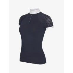 LeMieux Olivia Short Sleeve Show Shirt -Equestrian Supplies Store lm oliviashowshirt shortsleeve navy2 hr