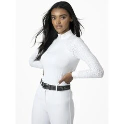 LeMieux Olivia Long Sleeve Show Shirt -Equestrian Supplies Store lm oliviashowshirt white12 hr